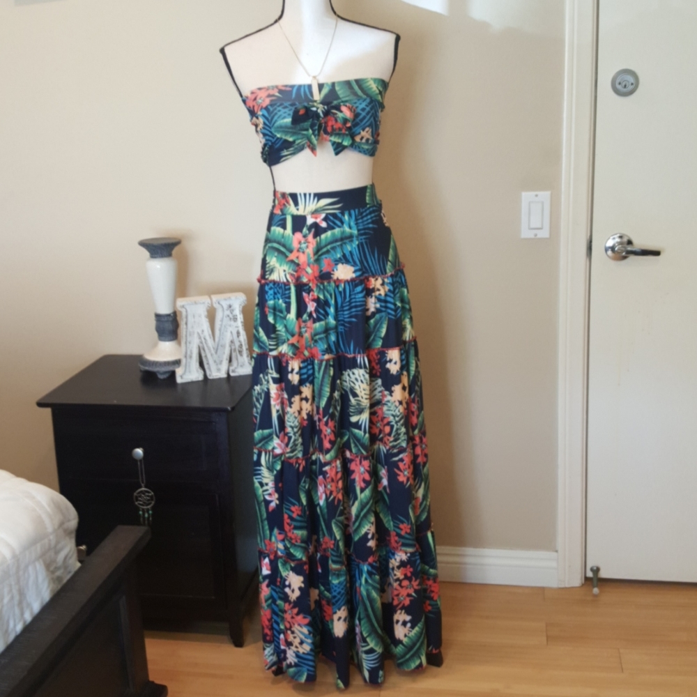 Hawaiian Tropics Maxi Two Piece Dress Set
